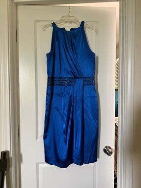 Adrianna Papell Royal Blue Sleeveless Midi Dress